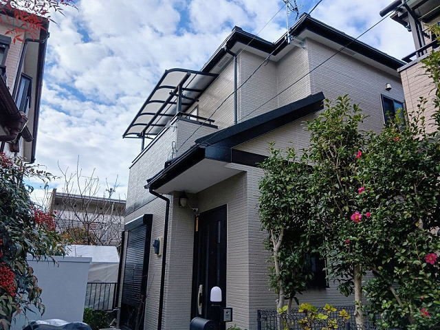 【施工実績1594】外壁塗装・屋根重ね葺き：埼玉県川越市