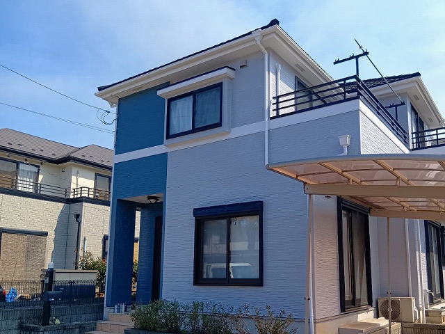 【施工実績1641】外壁塗装・屋根重ね葺き：埼玉県鶴ヶ島市